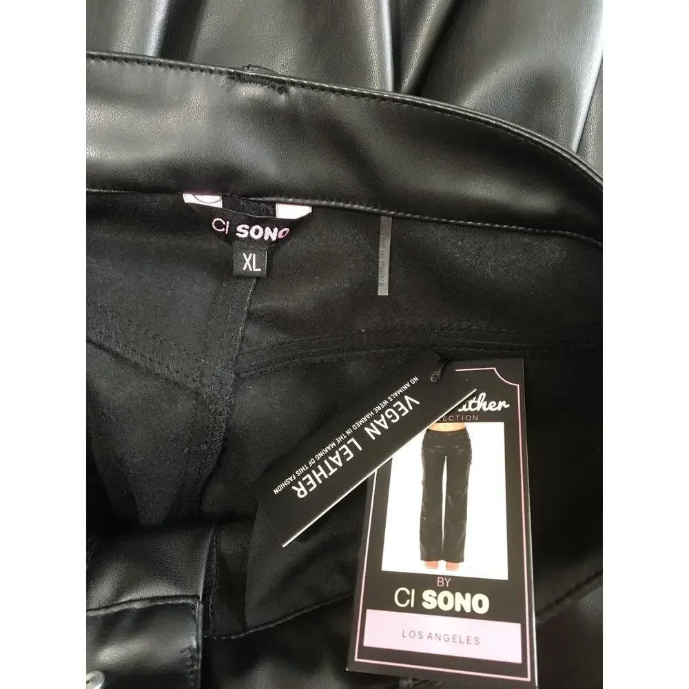 NWT Ci Sono Vegan Leather Collection XL Pants 5 Pocket Zip Pocket Hammer Loop
